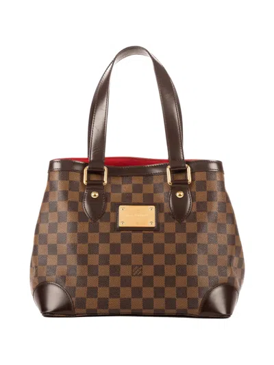 Pre-owned Louis Vuitton Hampstead Damier Ebène Tote Bag In Brown