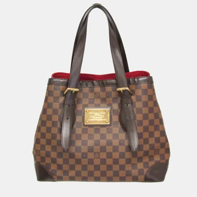 Pre-owned Louis Vuitton Damier Hampstead Mm Shoulder Bag Ebene In Brown