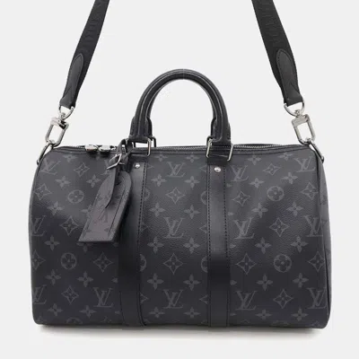 Pre-owned Louis Vuitton Handbag Monogram Eclipse Reverse Keepall Bandouliere 35 Black