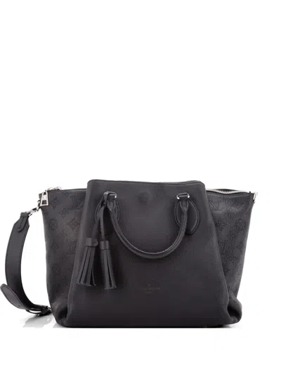 Pre-owned Louis Vuitton Haumea Handbag Mahina Leather Satchel In Black