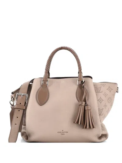 Pre-owned Louis Vuitton Haumea Handbag Mahina Leather Satchel In Neutral