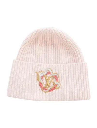 Pre-owned Louis Vuitton Headline Precious Dragon Wool Knit Beanie In Pink