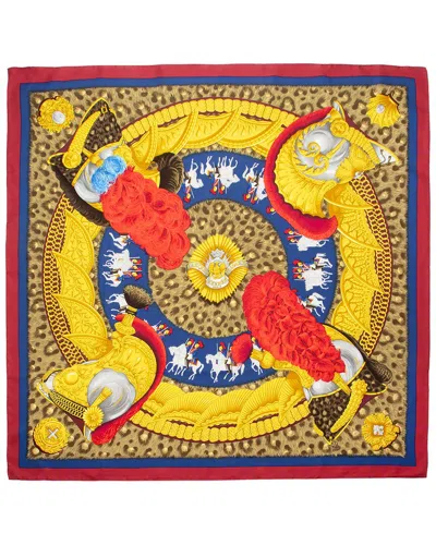 Pre-owned Louis Vuitton Hermes Silk Casques Et Plumets 90cm Scarf (authentic Pre-loved)