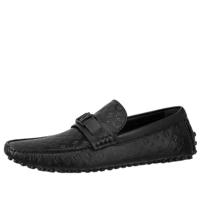 Pre-owned Louis Vuitton Hockenheim Moccasin Shoes 'black Minimonogram'