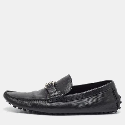 Pre-owned Louis Vuitton Hockenheim Size 42 Black Epi Leather Driver Loafers