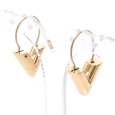 Pre-owned Louis Vuitton Hoop Earrings Essential V Earrings Gp Gold