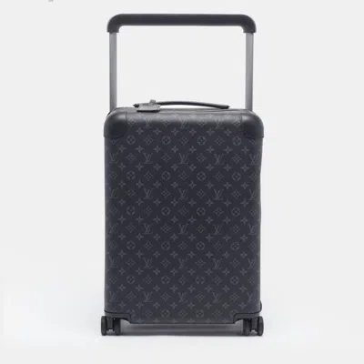 Pre-owned Louis Vuitton Horizon 55 Monogram Eclipse Canvas Suitcase In Black