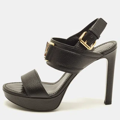 Pre-owned Louis Vuitton Horizon Size 39 Black Leather Platform Sandals