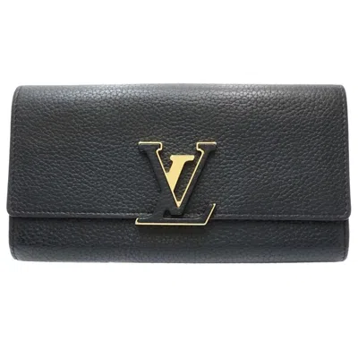 Pre-owned Louis Vuitton Hot Pink Noir Leather Long Wallet (bi-fold) () In Hot Pink, Noir
