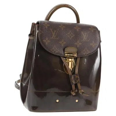 Pre-owned Louis Vuitton Hot Springs Vernis With Monogram Canvas Brown Canvas Backpack Bag ()