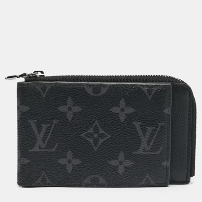 Pre-owned Louis Vuitton Hybrid Monogram Eclipse Canvas Bifold Wallet In Black