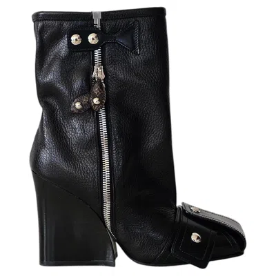 Pre-owned Louis Vuitton Iconic  Runway Aw21 Monogram Patti Wedge Half Boots 40 Black