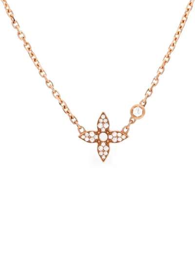 Pre-owned Louis Vuitton Idylle Blossom Star Pendant 18k Rose Gold With Diamonds Necklace In Pink