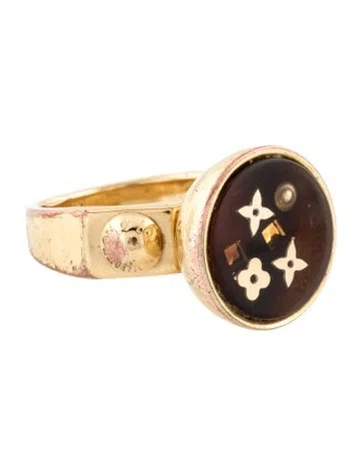 Pre-owned Louis Vuitton Inclusion Art Deco Cocktail Ring In Brown