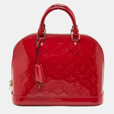Pre-owned Louis Vuitton Indian Rose Monogram Vernis Alma Pm Bag In Red