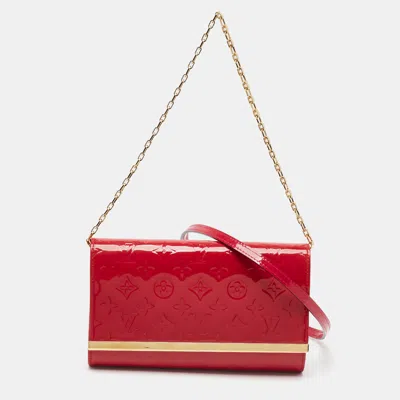 Pre-owned Louis Vuitton Indian Rose Monogram Vernis Ana Clutch Bag In Red