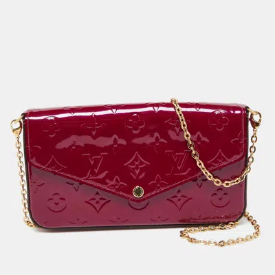 Pre-owned Louis Vuitton Indian Rose Monogram Vernis Pochette Felicie Bag In Pink