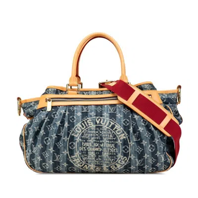 Pre-owned Louis Vuitton Indigo Canvas Leather Handbag Shoulder Bag () In Purple