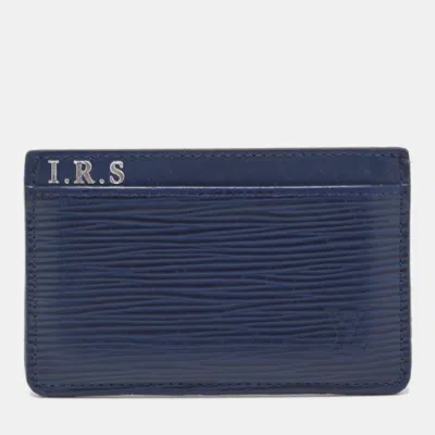 Pre-owned Louis Vuitton Indigo Epi Leather Card Holder In Blue