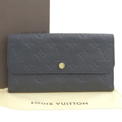 Pre-owned Louis Vuitton Infini Navy Monogram Empreinte Long Wallet (tri-fold) () In Blue