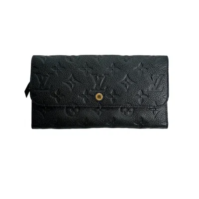 Pre-owned Louis Vuitton Infini Navy Monogram Empreinte Long Wallet (tri-fold) () In Blue