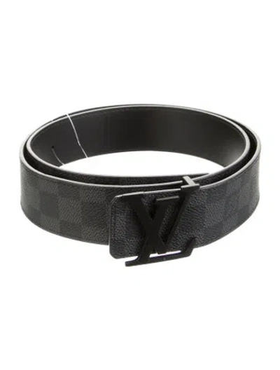 Pre-owned Louis Vuitton Initiales 40mm Damier Graphite Pattern Belt In Black