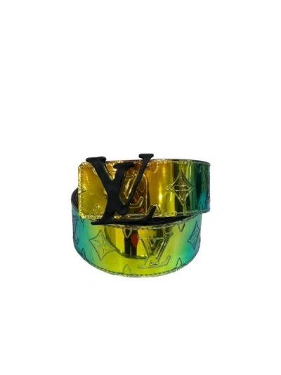 Pre-owned Louis Vuitton Initiales Mirror Multicolor L.e. Belt In Gold