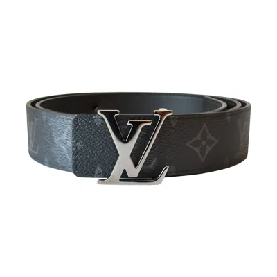 Pre-owned Louis Vuitton Initiales Ruthenium-finish Buckle Reversible Belt Monogram Eclipse Black