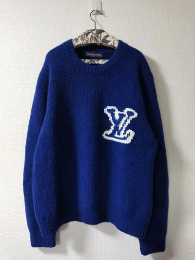 Pre-owned Louis Vuitton Intarsia Knit Sweater In Blue
