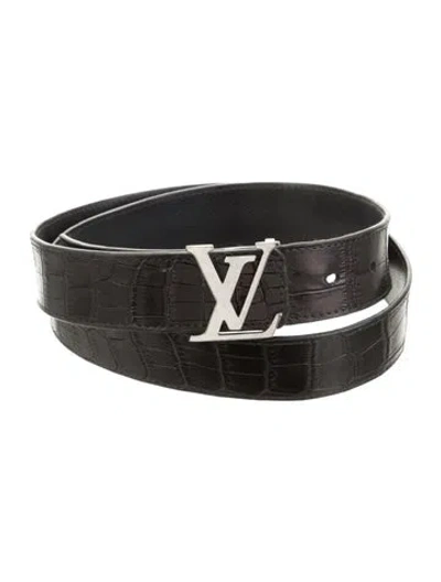 Pre-owned Louis Vuitton Intiales Leather Belt In Black