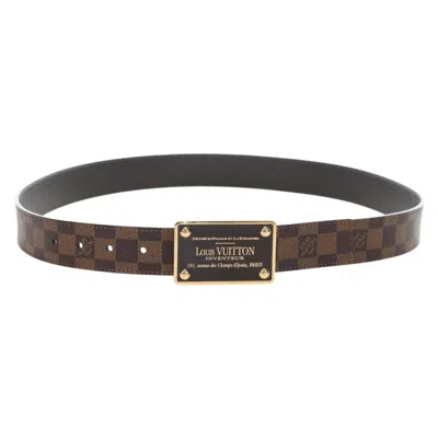 Pre-owned Louis Vuitton Inventeur Belt Damier Ebene Brown Canvas Belts Accessory ()