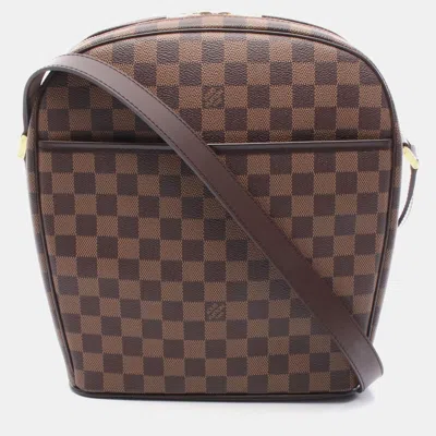 Pre-owned Ipanema Gm Shoulder Bag Damier Canvas Leather Ebene In Brown from The Luxury Closet