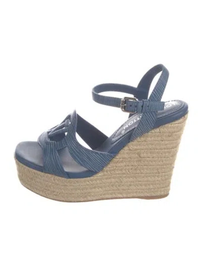 Pre-owned Louis Vuitton Isola Cutout Accent Espadrilles In Blue