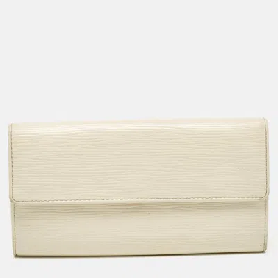 Pre-owned Louis Vuitton Ivorie Epi Leather Sarah Wallet In White