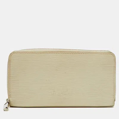 Pre-owned Louis Vuitton Ivorie Epi Leather Zippy Wallet In White