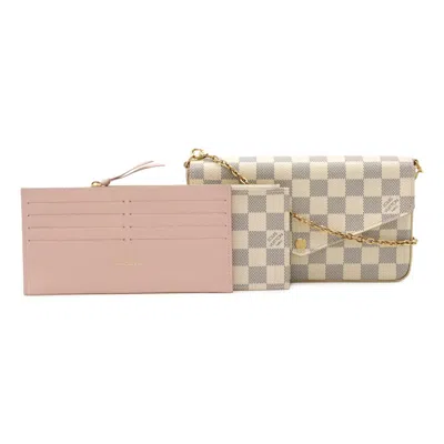 Pre-owned Louis Vuitton Ivory Damier Azur Clutch Bag Pochette Shoulder Bag () In White
