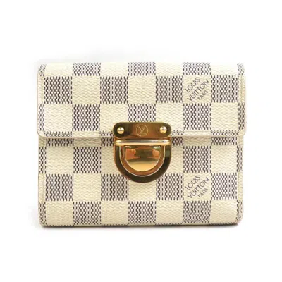 Pre-owned Louis Vuitton Ivory Damier Azur Wallet (bi-fold) () In White