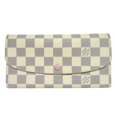 Pre-owned Louis Vuitton Ivory Navy Rose Ballerine Damier Azur Long Wallet (bi-fold) () In Ivory, Navy, Rose Ballerine