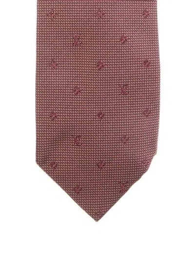 Pre-owned Louis Vuitton Jacquard Silk Tie In Burgundy