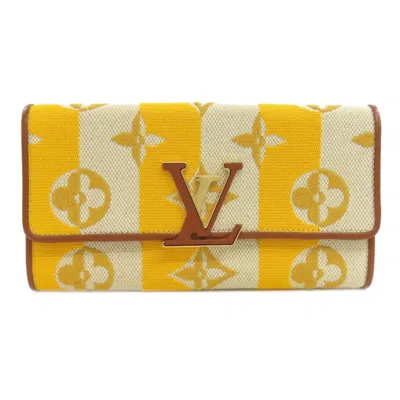 Pre-owned Louis Vuitton Jaune Canvas Long Wallet (bi-fold) () In Yellow