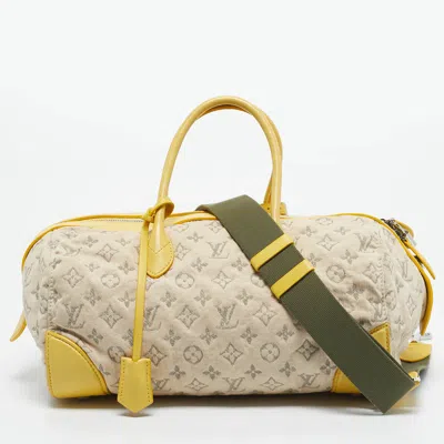 Pre-owned Louis Vuitton Jaune Denim Monogram Limited Edition Speedy Round Bag In Yellow