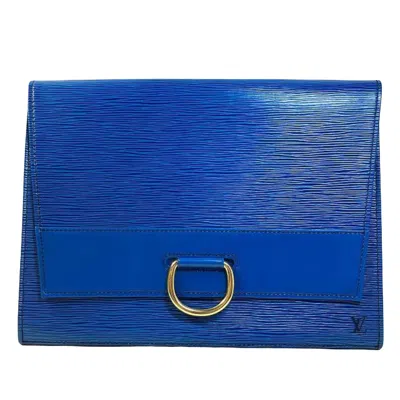 Pre-owned Louis Vuitton Jena Leather Clutch Bag () In Blue