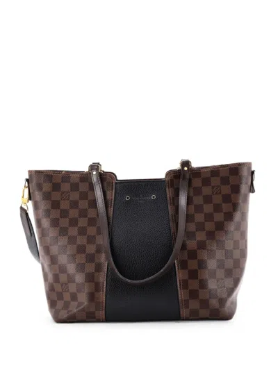 Pre-owned Louis Vuitton Jersey Handbag Damier With Leather Shoulder Bag In Black