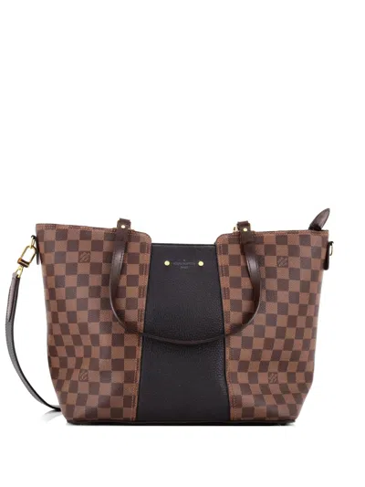 Pre-owned Louis Vuitton Jersey Handbag Damier With Leather Shoulder Bag In Brown