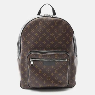 Pre-owned Louis Vuitton Josh Backpack Coated Canvas Leather Monogram Macassar Brown Black