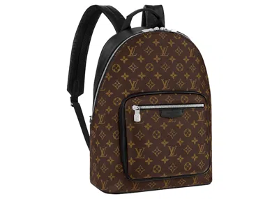 Pre-owned Louis Vuitton Josh Backpack Monogram Macassar In Brown/black