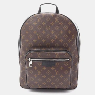 Pre-owned Louis Vuitton Josh Coated Canvas And Leather Monogram Macassar Backpack Brown Black