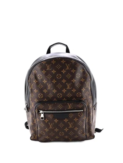 Pre-owned Louis Vuitton Josh Macassar Monogram Canvas Backpack In Black