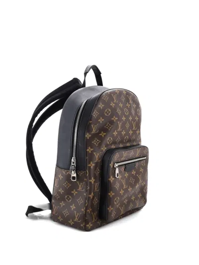 Pre-owned Louis Vuitton Josh Macassar Monogram Canvas Backpack In Black