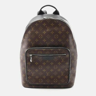 Pre-owned Louis Vuitton Josh Nv Backpack Coated Canvas Leather Monogram Macassar Brown Black